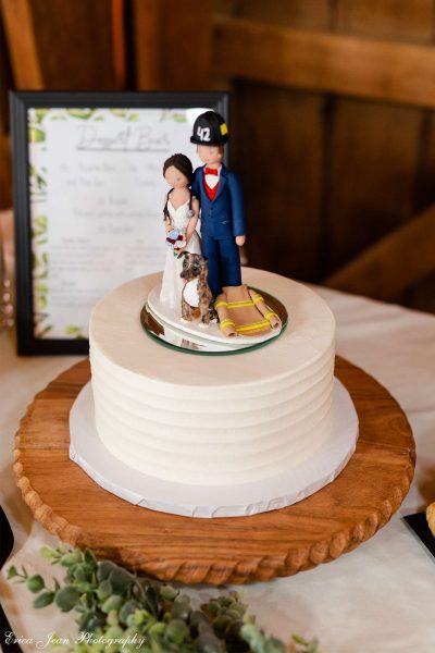 custom wedding topper for a firefighter wedding by Sweet Perfections Bakery in Waukesha, WI