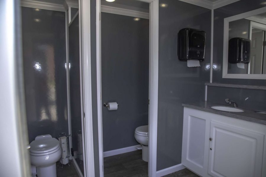 Interior of upscale portable restroom