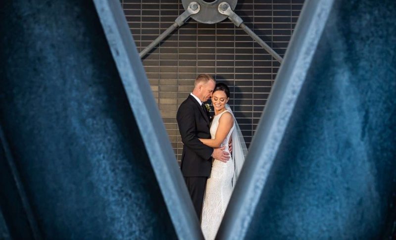 Modern industrial vibes make for great photo ops at 1903 Weddings at Harley-Davidson Museum..