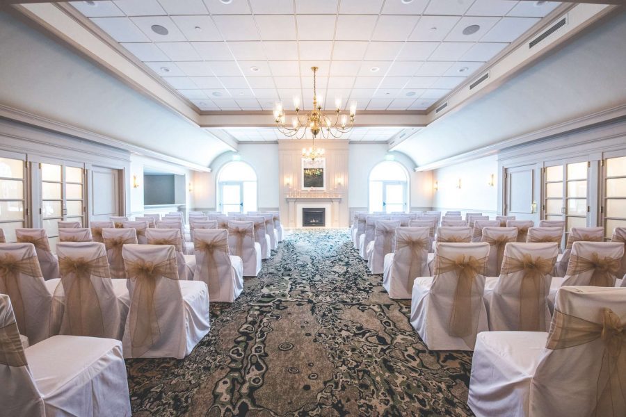 Indoor wedding ceremony space at the Ingleside Hotel in Pewaukee, WI