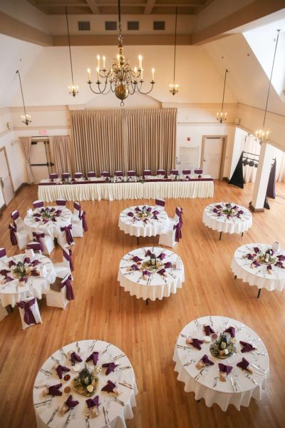 Aerial view of wedding reception at the The Polish Center of Wisconsin.