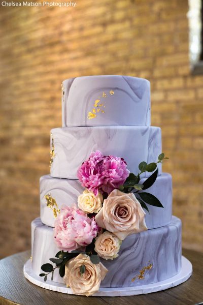Marbleized fondant 4 tier wedding cake.