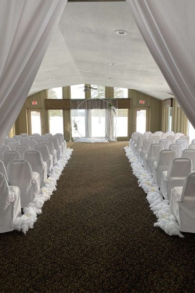 wedding ceremony set up at Watertown Country Club.