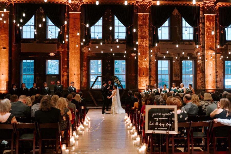 Candlelit wedding ceremony at Turner Hall Ballroom in Milwaukee, WI
