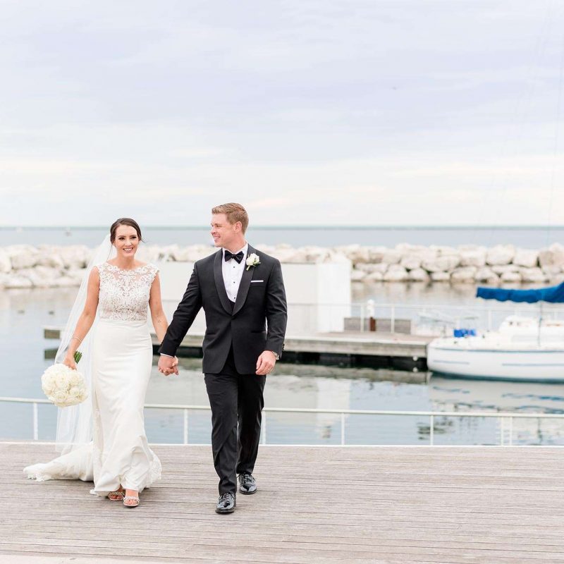 Just Married. Brooklyn and Kyle stroll along the Milwaukee Lakefront