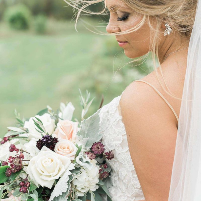 Haley in her stunning gown with perfect flowers