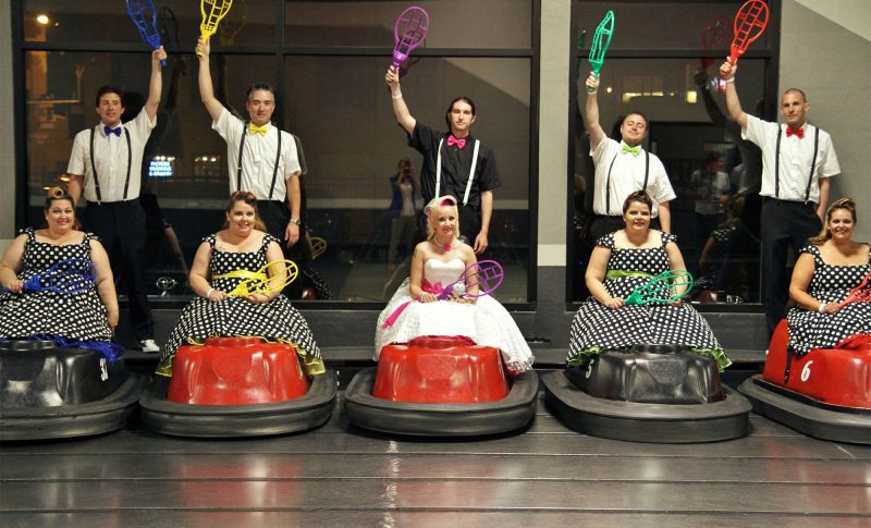 Wedding party takes on WhirlyBall in Brookfield, WI