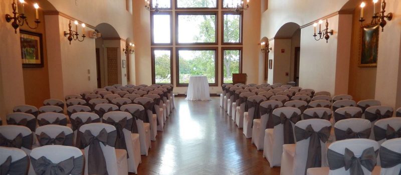 Wedding ceremony set up at the Polish Center of Wisconsin in Franklin