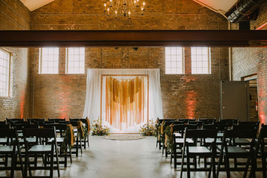 Wedding ceremony set up at the Factory on Barclay