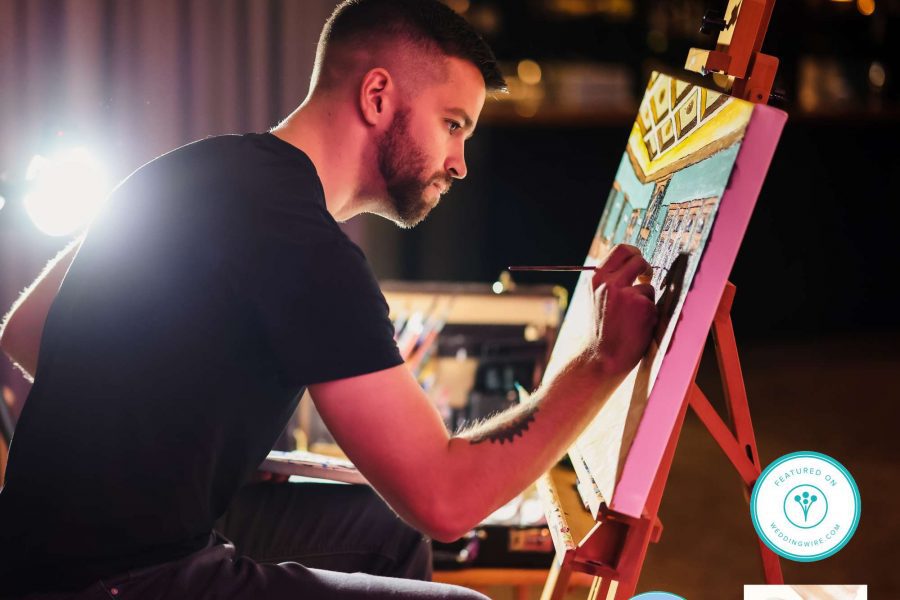 Brad Geers painting a live at a wedding reception