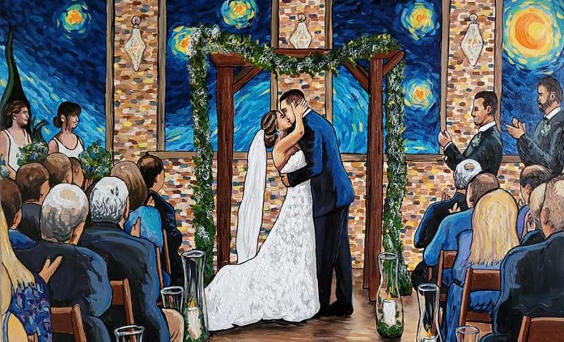 Finished painting from live wedding artist Brad Geers