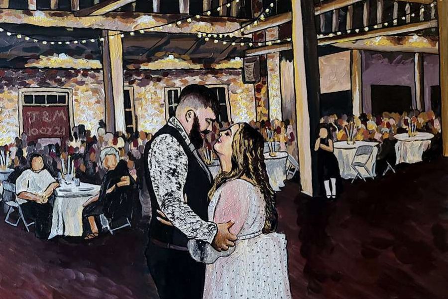 Final image of painting during wedding reception