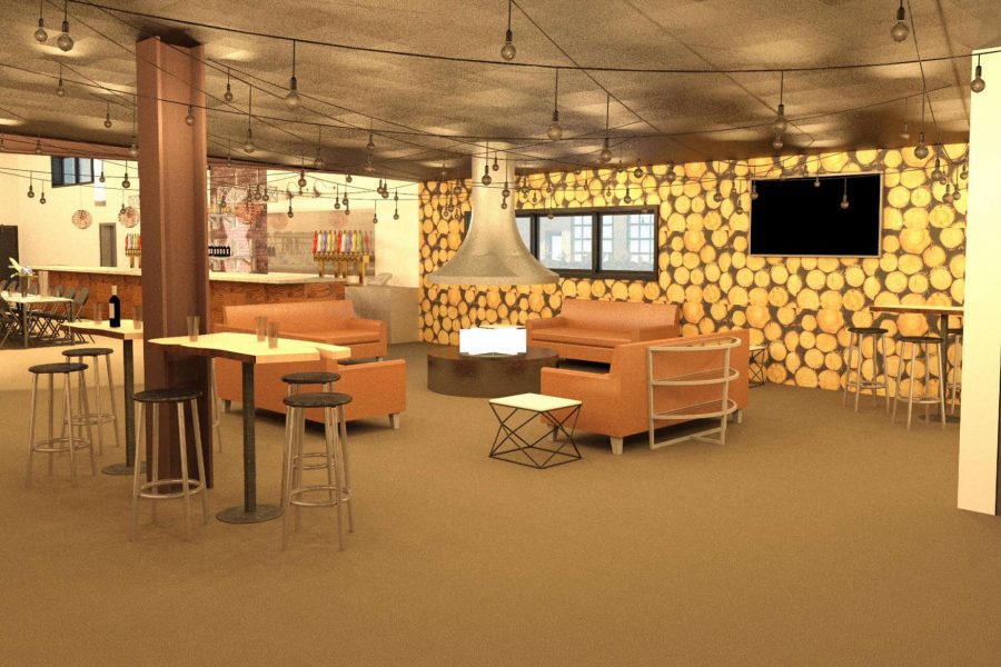 An artist rendering of the lounge space at the new Foundry 45 in Kewaskum, WI