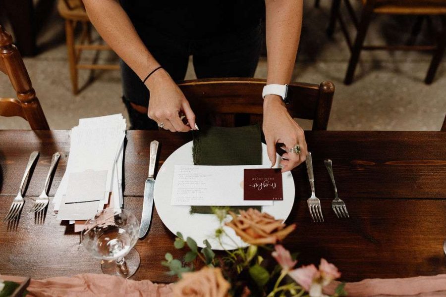 Placing menu and place card on table setting- Adeline Margaret