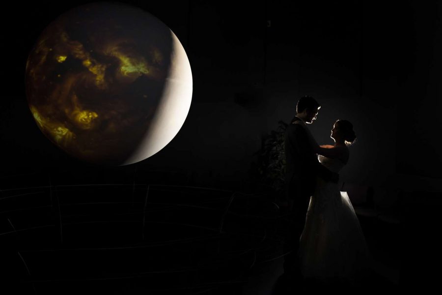 Artistic wedding portrait with couple dancing under the light of the moon-Allysha Noelle Photography
