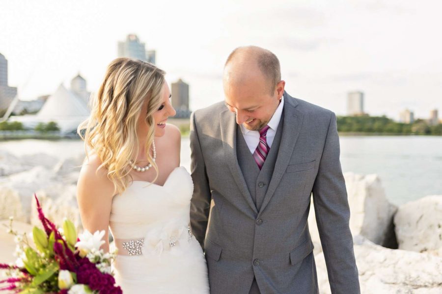 Bride and groom laugh -Allysha Noelle Photography