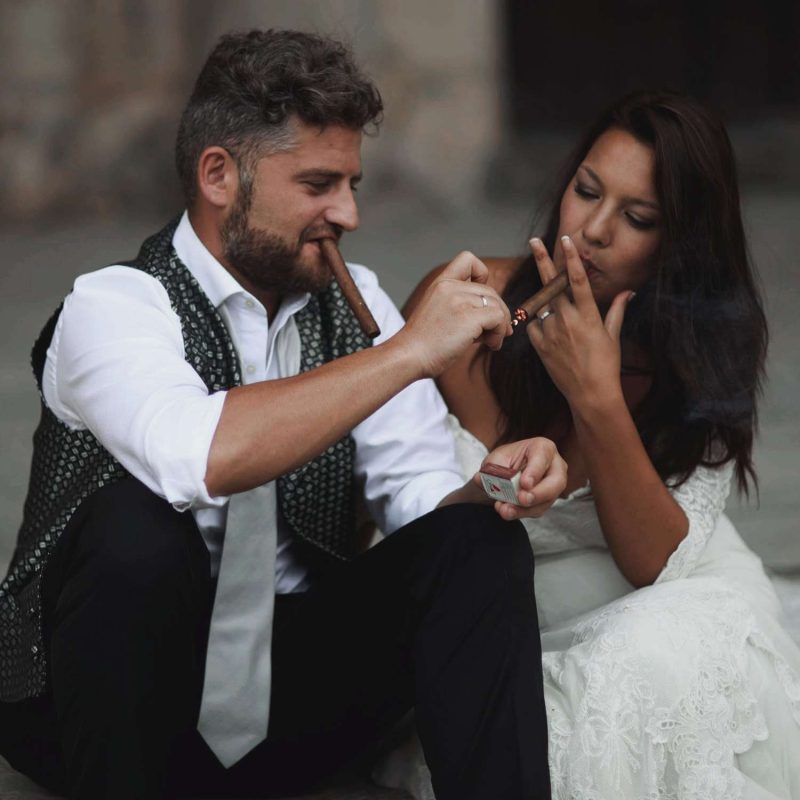 Groom and Bride smoking cigars by Mehmet Turgut Kirkgoz on Pixels