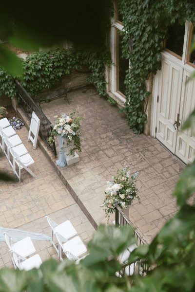 View from above of Courtyard ceremony space at The Fitzgerald