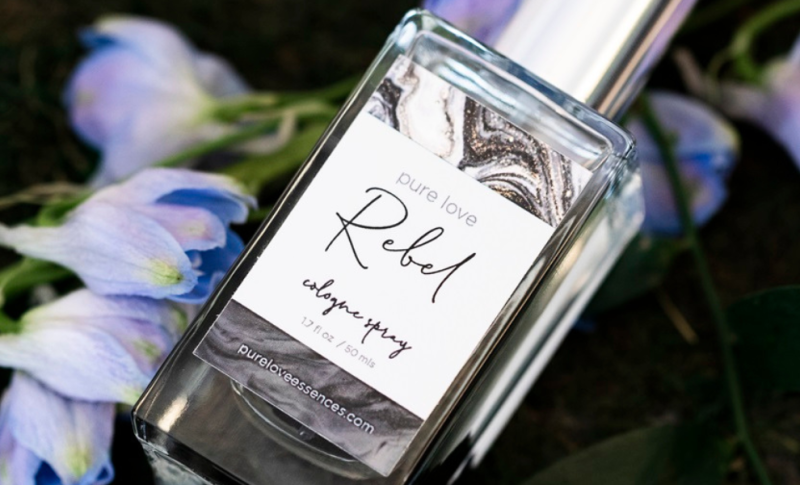 Signature wedding day scent by Pure Love Essence, Rebel essential oil cologne.